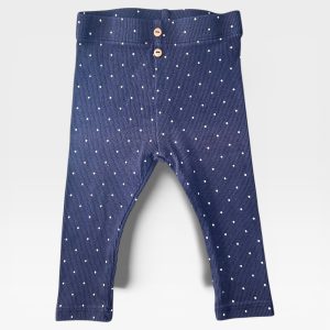 Legging bleu marine à pois blancs Kiabi en 12 mois avec boutons décoratifs, d'occasion