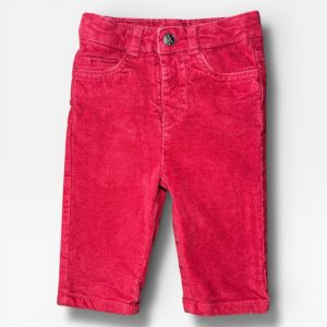 Pantalon en velours rouge pour bébé avec poches et bouton à la taille. Orchestra, 6 mois, d'occasion.