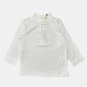 Sous-pull bébé 6 mois blanc à col roulé avec petit motif cœur argenté sur le devant, Grain de blé, d'occasion