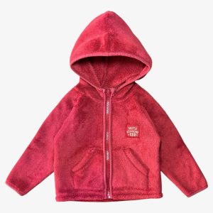 Veste polaire bébé rouge à capuche avec fermeture zippée et poches avant, U essentiel, 12 mois, d'occasion