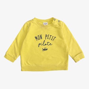 Sweat jaune avec inscription Mon petit pilote et petit avion, tape à l'oeil, 18 mois d'occasion