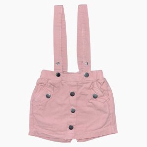 Salopette short bébé fille rose avec boutons argentés et bretelles 12-18 mois, d'occasion