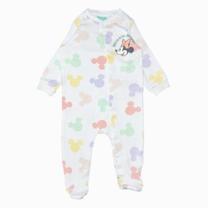 Pyjama dors-bien bébé Minnie Mouse blanc avec motifs Mickey colorés Disney 4-6 mois, d'occasion