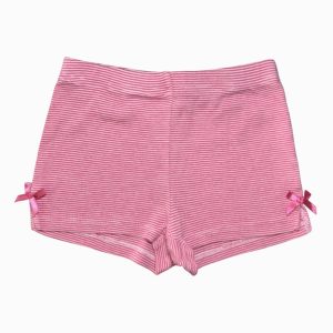 Short bébé fille rayé blanc et rose avec nœuds sur les côtés, 18 mois, d'occasion