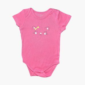 Body bébé rose manches courtes avec visage de chat imprimé – Kimbaloo – 18 mois, d'occasion