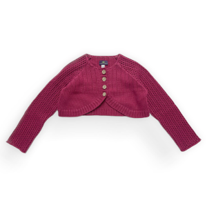 Gilet enfant manches longues tricoté de différents points pourpre. Seconde main.
