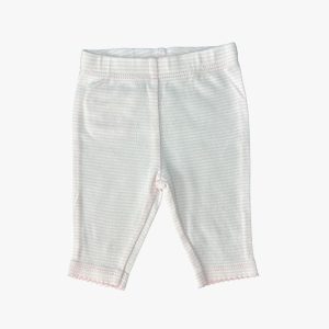 Legging bébé naissance rayé blanc et rose avec poche lapin au dos d'occasion