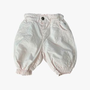 Pantalon bébé rose pâle ample à petits pois avec chevilles resserrées – Mes Petits Cailloux – 3 mois, d'occasion