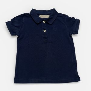 Polo enfant manches courtes bleu marine en maille piquée. Seconde main.