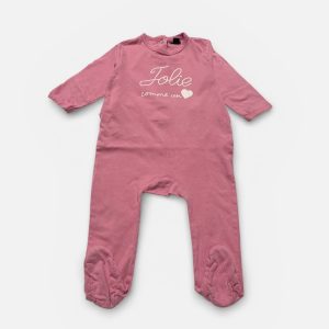 Dors-bien bébé manches longues vieux rose, avec un dessin message. Seconde main.