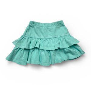 Jupe enfant turquoise double volants, élastiquée à la taille. Seconde main.