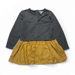 Robe enfant manches longues bicolore bi matière. Seconde main.
