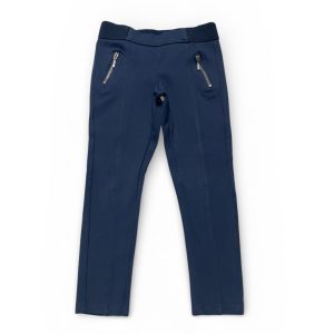 Pantalon enfant souple bleu marine avec zips aux poches. Seconde main.