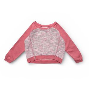 Sweat enfant manches longues rose corail gris clair bi matière. Seconde main.