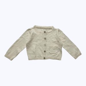Gilet bébé manches longues crème ajouré au haut. Seconde main.