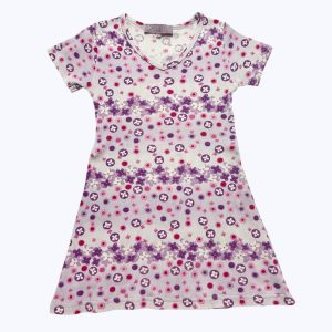 Robe enfant manches courtes en maille parme violet rose.