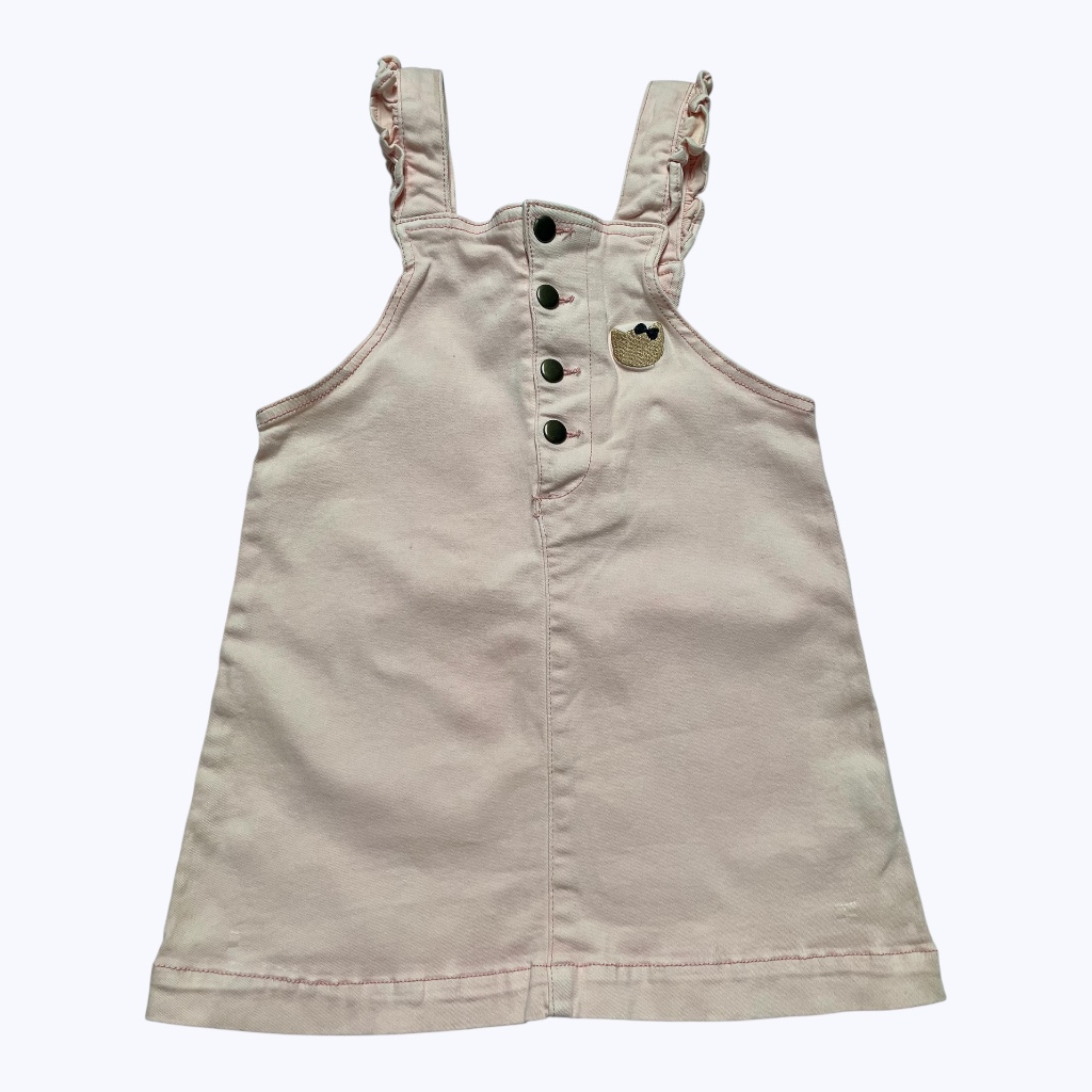 Robe enfant bretelles volantées saumon clair. Seconde main.
