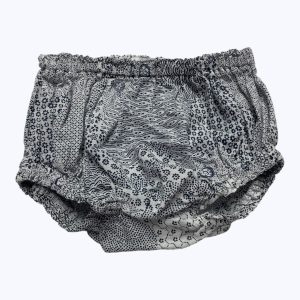 Short bloomer bébé blanc motifs bleu marine. Seconde main.