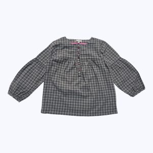 Blouse enfant manches longues madras foncé. Seconde main.