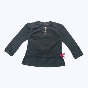 Tunique enfant velours côtelé anthracite manches longues. Seconde main.