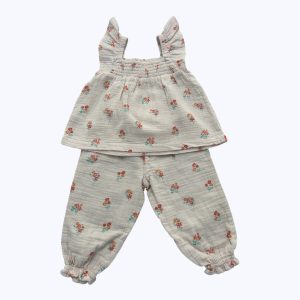 Ensemble bébé tunique et pantalon rose pâle. Seconde main.