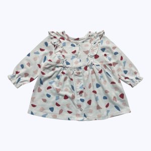 Robe bébé manches longues en maille volantée au buste. Seconde main.