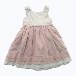 Robe enfant manches débardeur blanche et rose pâle. Seconde main.