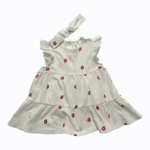 Ensemble robe et bandeau bébé manches courtes bébé. Seconde main.
