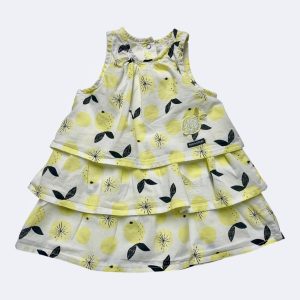 Robe bébé débardeur blanche jaune noire. Seconde main.
