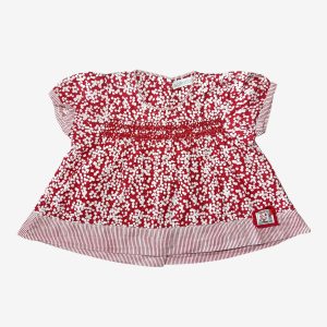 Robe bébé légère rouge et blanc à motifs, manches courtes, style estival – Absorba, 1 mois d'occasion