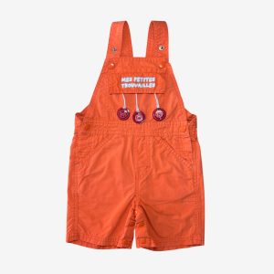 Salopette courte bébé d’été orange avec détails décoratifs – DPAM – 6 mois, d'occasion
