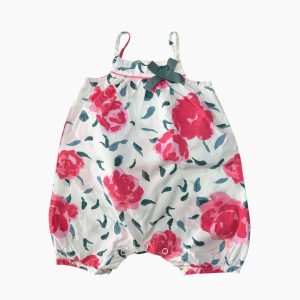 Barboteuse bébé fille Petit Bateau blanche à grandes fleurs roses – 3 mois, d'occasion