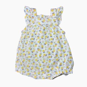 Barboteuse bébé fille DPAM blanche à motifs ananas jaunes, 3 mois d'occasion