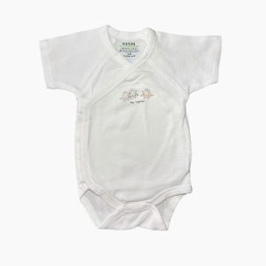 Body bébé Kiabi blanc cache-cœur manches courtes avec motifs hérissons, H&M 1 mois, d'occasion