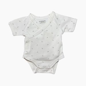 Body naissance Vertbaudet blanc cache-cœur en coton bio à petits motifs – 50 cm, d'occasion