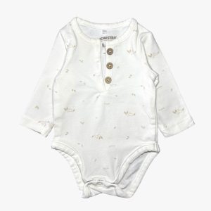 Body bébé blanc manches longues avec petits motifs et boutons, Orchestra naissance, d'occasion