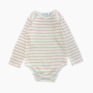 Body bébé blanc à rayures rose pâle manches longues. Mes Petits Cailloux, 24 mois d'occasion