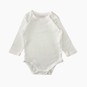Body bébé blanc uni à manches longues avec boutons-pression à l’entrejambe, Kimbaloo 6 mois, d'occasion