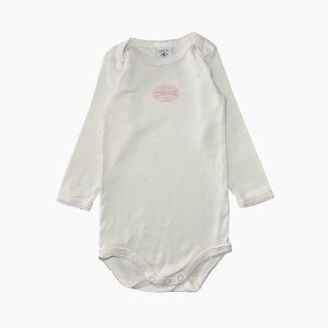 Body bébé blanc à fines rayures roses manches longues Petit Bateau – 6 mois, d'occasion
