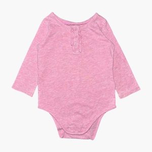 Body bébé rose chiné manches longues avec boutons sur le devant OshKosh – 9 mois, d'occasion