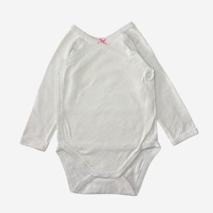 Body bébé vert pâle manches longues avec ouverture croisée Petit Bateau – 6 mois, d'occasion