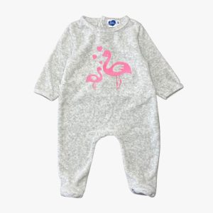 Dors-bien bébé gris avec motif flamants roses, Mots d’Enfants 3 mois d'occasion