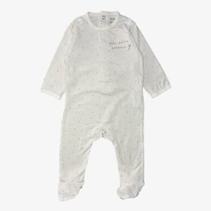 Dors-bien bébé rose pâle léger avec pois dorés et inscription “Mon petit bonheur”, KIabi 6 mois, d'occasion