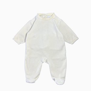Dors-bien bébé blanc à fines rayures jaunes, TEX 1 mois, d'occasion