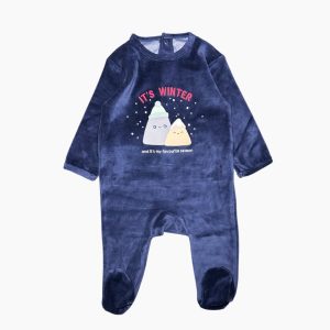 Dors-bien bébé bleu marine en polaire avec motif hiver et inscription “It’s winter”, Kiabi, 6 mois d'occasion