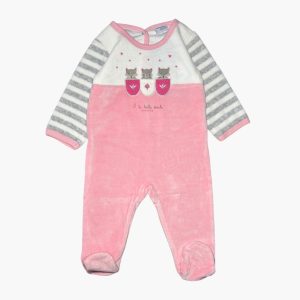 Dors-bien bébé rose blanc gris avec petits loups et manches rayées Absorba – 6 mois, d'occasion