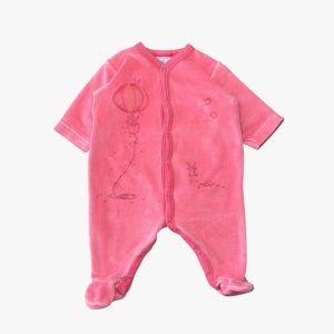 Dors-bien bébé rose fuchsia en velours motifs lapin et montgolfière, Petit Bateau 1 mois d'occasion