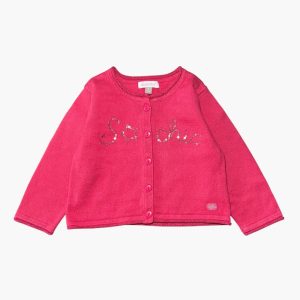 Gilet bébé rose Absorba avec inscription So Chic pailletée et boutons – 6 mois, d'occasion
