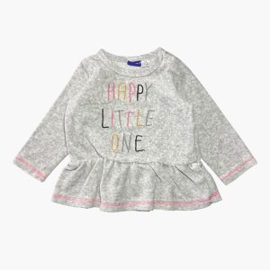 Haut bébé gris polaire à volant avec inscription Happy Little One Lupilu – 6/12 mois, d'occasion