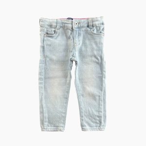 Jean bébé bleu clair à petits pois blancs. Okaidi, 3 ans d'occasion